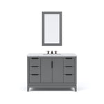 Elizabeth 48 In. Carrara White Marble Countertop with Oil-Rubbed Bronze Pulls and Knobs Vanity