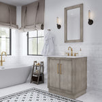 Hugo 30 In. Carrara White Marble Countertop with Satin Gold Pulls and Knobs Vanity