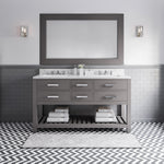 Madalyn 60 In. Carrara White Marble Countertop with Chrome Pulls and Knobs Vanity
