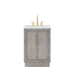 Hugo 24 In. Carrara White Marble Countertop with Satin Gold Pulls and Knobs Vanity