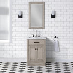 Chestnut 24 In. Carrara White Marble Countertop with Oil-Rubbed Bronze Pulls and Knobs Vanity