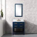 Madalyn 30 In. Carrara White Marble Countertop with Satin Gold Pulls and Knobs Vanity