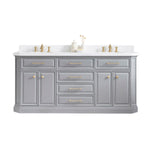 Palace 72 In. Quartz Countertop with Satin Gold Pulls and Knobs Vanity