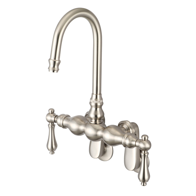 Vintage Classic Adjustable Spread Wall Mount Tub Faucet F6-0015 With Gooseneck Spout & Swivel Wall Connector