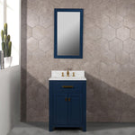 Madison 24 In. Carrara White Marble Countertop with Satin Gold Pulls and Knobs Vanity