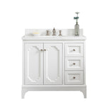 Queen 36 In. Quartz Countertop with Polished Nickel (PVD) Pulls and Knobs Vanity