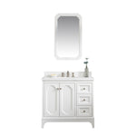 Queen 36 In. Quartz Countertop with Polished Nickel (PVD) Pulls and Knobs Vanity