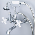 3-Handle Vintage Claw Foot Tub Faucet F6-0010 with Hand Shower