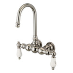 Vintage Classic 2-Handle Wall Mount Tub Faucet F6-0014 With Gooseneck Spout & Straight Wall Connector