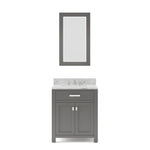 Madison 30 In. Carrara White Marble Countertop with Chrome Pulls and Knobs Vanity