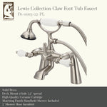 3-Handle Vintage Claw Foot Tub Faucet F6-0003 with Hand Shower and with Varity of Handles