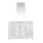 Queen 48 In. Carrara White Marble Countertop with Polished Nickel (PVD) Pulls and Knobs Vanity