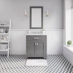 Madison 30 In. Carrara White Marble Countertop with Chrome Pulls and Knobs Vanity