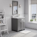 Madison 30 In. Carrara White Marble Countertop with Chrome Pulls and Knobs Vanity