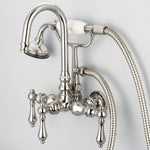 3-Handle Vintage Claw Foot Tub Faucet F6-0012 with Hand Shower