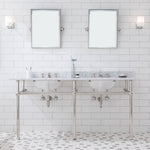 Embassy 72 In. W. Double Wash Stand, P-Trap, and Carrara White Marble Countertop with Oval Basins- Multiple Finish Available to Choose
