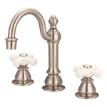American 20th Century Classic Hook Spout Widespread Deck Mount Lavatory Faucets F2-0012 With Pop-Up Drain