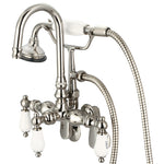 3-Handle Vintage Claw Foot Tub Faucet F6-0011 with Hand Shower