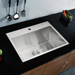 25 In. X 22 In. Zero Radius Single Bowl Stainless Steel Hand Made Drop In Kitchen Sink