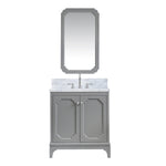 Queen 30 In. Carrara White Marble Countertop with Chrome Pulls and Knobs Vanity