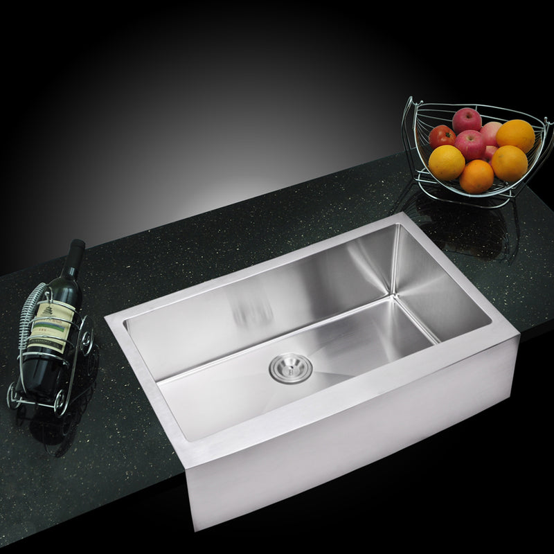 36 In. X 22 In. 15mm Corner Radius Single Bowl Stainless Steel Hand Made Apron Front Kitchen Sink