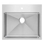 25 In. X 22 In. Small Radius Single Bowl Stainless Steel Hand Made Drop In Kitchen Sink
