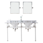 Empire 60 In. W. Double Wash Stand, P-Trap, and Carrara White Marble Countertop with Oval Basins - Multiple Finish Available to Choose