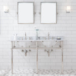 Embassy 60 In. W. Double Wash Stand, P-Trap, and Carrara White Marble Countertop with Oval Basins - Multiple Finish Available to Choose