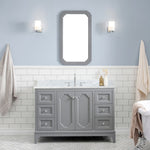 Queen 48 In. Carrara White Marble Countertop with Chrome Pulls and Knobs Vanity