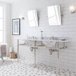 Embassy 72 In. W. Double Wash Stand, P-Trap, and Carrara White Marble Countertop with Oval Basins- Multiple Finish Available to Choose