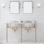 Embassy 60 In. W. Double Wash Stand, P-Trap, and Carrara White Marble Countertop with Oval Basins - Multiple Finish Available to Choose