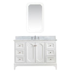 Queen 48 In. Carrara White Marble Countertop with Polished Nickel (PVD) Pulls and Knobs Vanity
