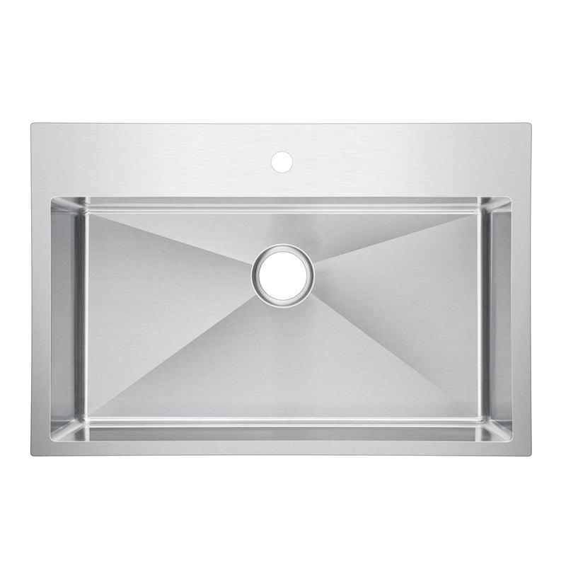 33 In. X 22 In. Small Radius Single Bowl Stainless Steel Hand Made Drop In Kitchen Sink