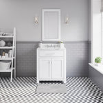 Madison 30 In. Carrara White Marble Countertop with Chrome Pulls and Knobs Vanity